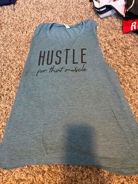 Hustle Muscle Graphic Tank - Teal